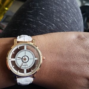 White and gold stainless steel watch